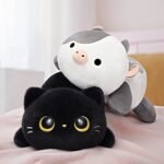 Mewaii Cute Black Cat Plush Pillow, Kawaii Plushies Black Cat Stuffed Animals, Squishy Plushies, Cuddle Plush Pillow for Kids & Girls (13 Inch) - Image 4