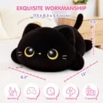 Mewaii Cute Black Cat Plush Pillow, Kawaii Plushies Black Cat Stuffed Animals, Squishy Plushies, Cuddle Plush Pillow for Kids & Girls (13 Inch) - Image 5