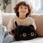 Mewaii Cute Black Cat Plush Pillow, Kawaii Plushies Black Cat Stuffed Animals, Squishy Plushies, Cuddle Plush Pillow for Kids & Girls (13 Inch) - Image 8