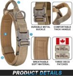 Tactical Dog Collar for Large, Medium Dog, Military Dog Collar Heavy Duty with Canada Flag and 2 Patch, (L （18"-21.5"）, Brown) - Image 4