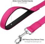FunTags 6FT Reflective Dog Leash with Soft Padded Handle for Training,Walking Lead for Large & Medium Dog,1 Inch Wide,HOTPINK - Image 4