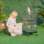 Yaheetech 40 Inch Height Wrought Iron Bird Cage Open-Top Parrot Cage with Rolling Stand for Parakeets Budgies Parrotlets Small-Sized Birds - Image 3