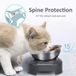 AYADA Raised Cat Food Bowl, Stainless Steel Cat Dish for Food Water Anti Vomiting Elevated with Stand Ergonomic Lifted Slanted Tilted 15 Angle Metal Single Kitty Kitten Wet Food Bowl Pet Bowl - Image 4