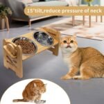 Elevated Cat Bowls Adjustable Pet Bowls for Small Dogs, 15° Tilted Raised Cat Food and Water Feeder Stand with 2 Stainless Steel Cups, 6 Heights Adjustable Pet Feeder for Kitten Puppy - Image 6