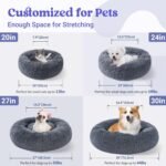 rabbitgoo Cat Bed for Indoor Cats, Soft Plush Donut Cuddler Cushion Fluffy Round Bed, Self Warming Calming for Small Dogs Kittens, Non-Slip, Machine Washable, Dark Grey, 20 inches - Image 6