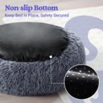 rabbitgoo Cat Bed for Indoor Cats, Soft Plush Donut Cuddler Cushion Fluffy Round Bed, Self Warming Calming for Small Dogs Kittens, Non-Slip, Machine Washable, Dark Grey, 20 inches - Image 8