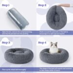 rabbitgoo Cat Bed for Indoor Cats, Soft Plush Donut Cuddler Cushion Fluffy Round Bed, Self Warming Calming for Small Dogs Kittens, Non-Slip, Machine Washable, Dark Grey, 20 inches - Image 10