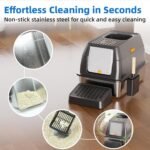 TENTIZON Stainless Steel Cat Litter Box Enclosed with Lid, Extra Large Covered Metal Kitty Litter Tray with Hood, High Sides, Scoop, Footboard, Easy Clean, No Smell, Top Entry - Image 4