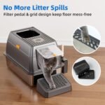 TENTIZON Stainless Steel Cat Litter Box Enclosed with Lid, Extra Large Covered Metal Kitty Litter Tray with Hood, High Sides, Scoop, Footboard, Easy Clean, No Smell, Top Entry - Image 6