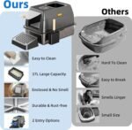 TENTIZON Stainless Steel Cat Litter Box Enclosed with Lid, Extra Large Covered Metal Kitty Litter Tray with Hood, High Sides, Scoop, Footboard, Easy Clean, No Smell, Top Entry - Image 8