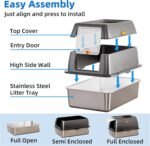 TENTIZON Stainless Steel Cat Litter Box Enclosed with Lid, Extra Large Covered Metal Kitty Litter Tray with Hood, High Sides, Scoop, Footboard, Easy Clean, No Smell, Top Entry - Image 9