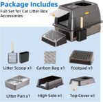 TENTIZON Stainless Steel Cat Litter Box Enclosed with Lid, Extra Large Covered Metal Kitty Litter Tray with Hood, High Sides, Scoop, Footboard, Easy Clean, No Smell, Top Entry - Image 10