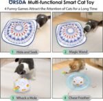 ORSDA Cat Toys Interactive, 4 in 1 Automatic Cat Toy, Hide and Seek, Whack a Mole, Magic Wand, Chasing Feather, with 3Pcs DIY Replacement Feathers, USB Rechargeable - Image 3