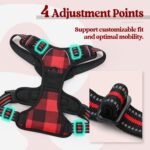 rabbitgoo Dog Harness, No-Pull Pet Harness with 2 Leash Clips, Adjustable Soft Padded Vest, Reflective No-Choke Pet Oxford Vest with Easy Control Handle for Large Dogs, Red Plaid, L - Image 6