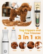 oneisall Dog Clippers and Paw Trimmer Kit 2 in 1 Low Noise Cordless Dog Clippers for Grooming Pet Hair Trimmers for Small and Large Dogs Cats Animals (Gold) - Image 3