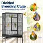 VIVOHOME 54 Inch Wrought Iron Large Bird Flight Cage with Rolling Stand for Parakeets Canaries Cockatiels Lovebirds Conures, Black - Image 7