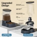 Gardner Pet Food and Water Feeder Set (3.85L*2), Automatic Cat Feeder with Stainless Steel Bowl, Gravity Dog Water Dispenser No Electricity Required, BPA-Free Cat Bowls, Spill-Resistant, Grey - Image 4