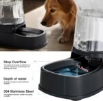 Gardner Pet Food and Water Feeder Set (3.85L*2), Automatic Cat Feeder with Stainless Steel Bowl, Gravity Dog Water Dispenser No Electricity Required, BPA-Free Cat Bowls, Spill-Resistant, Grey - Image 5