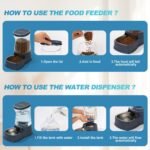 Gardner Pet Food and Water Feeder Set (3.85L*2), Automatic Cat Feeder with Stainless Steel Bowl, Gravity Dog Water Dispenser No Electricity Required, BPA-Free Cat Bowls, Spill-Resistant, Grey - Image 6