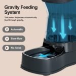 Gardner Pet Food and Water Feeder Set (3.85L*2), Automatic Cat Feeder with Stainless Steel Bowl, Gravity Dog Water Dispenser No Electricity Required, BPA-Free Cat Bowls, Spill-Resistant, Grey - Image 7