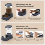 Gardner Pet Food and Water Feeder Set (3.85L*2), Automatic Cat Feeder with Stainless Steel Bowl, Gravity Dog Water Dispenser No Electricity Required, BPA-Free Cat Bowls, Spill-Resistant, Grey - Image 9