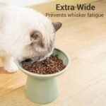 Extra Wide Elevated Cat Bowls - Ceramic Cat Food Bowl 6.2" Raised Cat Food Bowls Elevated Shallow Cat Food Dish, Whisker Fatigue, Lead & Cadmium Free, 5" Good Height for Cat Feeding, Sage Green - Image 4