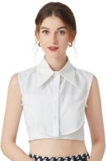 Eforcase Women Fake Collar Half Shirts False Collar Detachable Dickey Collar Blouse Half Faux Collar with False Sleeves - Image 4