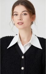 Eforcase Women Fake Collar Half Shirts False Collar Detachable Dickey Collar Blouse Half Faux Collar with False Sleeves - Image 8