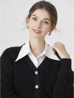 Eforcase Women Fake Collar Half Shirts False Collar Detachable Dickey Collar Blouse Half Faux Collar with False Sleeves - Image 9