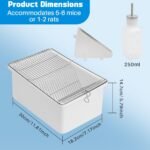 2-Pack Lab Mouse Rat Rodent Cage, PP High Temperature High Pressure with 250 ML Silicone Water Bottle Aluminum Food Retaining Plate for 5-6 Mice or 1-2 Rats (12.59"x8.46"x6.69") - Image 3