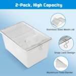 2-Pack Lab Mouse Rat Rodent Cage, PP High Temperature High Pressure with 250 ML Silicone Water Bottle Aluminum Food Retaining Plate for 5-6 Mice or 1-2 Rats (12.59"x8.46"x6.69") - Image 4
