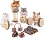ERKOON 11 Pack Chinchillas Chew Toys, Toys Accessories for Teeth Care, Natural Apple Wood Ladder Bell Roller for Russian Hamster Gerbils Rats Guinea Pigs - Image 7