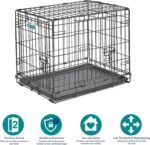 MidWest Homes for Pets Double Door iCrate 60.96cm Long Dog Crate, Includes Leak-Proof Pan, Floor Protecting Feet, Divider Panel and New Patented Features, Black, Model 1524DD - Image 4