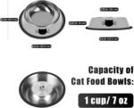 2Pcs Cat Bowls Non-Slip Stainless Steel Small Cat Food Bowls Unbreakable Thicken Cat Feeder 7 Oz Cat Dishes Suitable for Indoor Small Pets Removable Rubber Base Easily Clean Lovely Color - Image 3