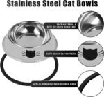 2Pcs Cat Bowls Non-Slip Stainless Steel Small Cat Food Bowls Unbreakable Thicken Cat Feeder 7 Oz Cat Dishes Suitable for Indoor Small Pets Removable Rubber Base Easily Clean Lovely Color - Image 4
