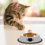 2Pcs Cat Bowls Non-Slip Stainless Steel Small Cat Food Bowls Unbreakable Thicken Cat Feeder 7 Oz Cat Dishes Suitable for Indoor Small Pets Removable Rubber Base Easily Clean Lovely Color - Image 7