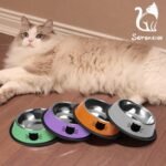 2Pcs Cat Bowls Non-Slip Stainless Steel Small Cat Food Bowls Unbreakable Thicken Cat Feeder 7 Oz Cat Dishes Suitable for Indoor Small Pets Removable Rubber Base Easily Clean Lovely Color - Image 8
