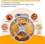 Ownpets Automatic 4 Meals Cat Feeder, Automatic Pet Food Dispenser for Wet and Dry Food with 2 Ice Packs, Auto Feeder for Small Dogs with Timer, Charged by 4pcs AA Batteries only - Image 3