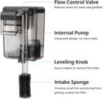 NICREW Slim Aquarium Filter, Quiet Fish Tank HOB Filters for up to 5 Gallon Aquariums, Adjustable Flow, 42 GPH, 3W - Image 4