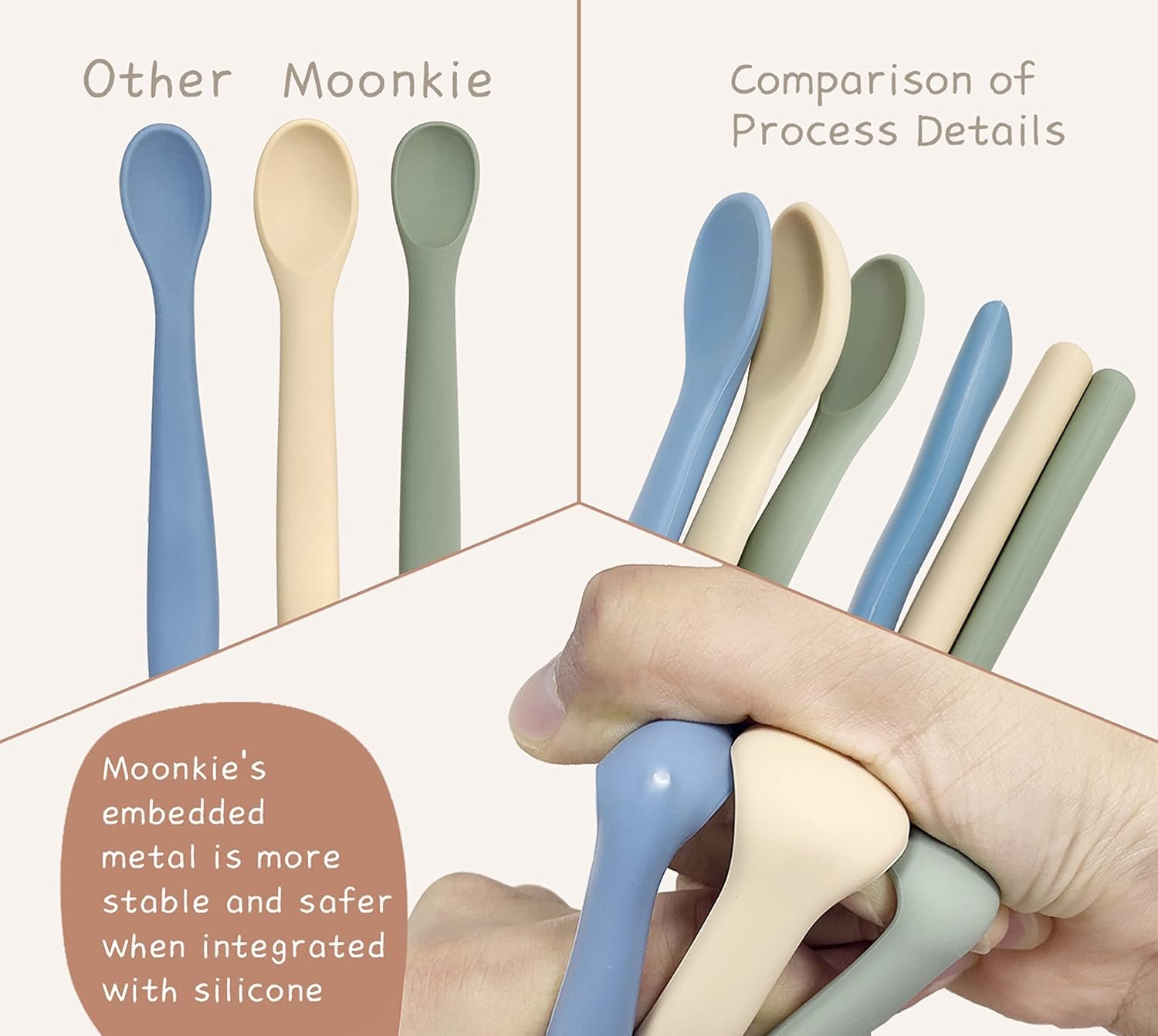 Moonkie Silicone Baby Spoons Set of 4, Two Sizes Feeding Spoon for First Stage 4+ Months, Baby Utensils with Case, Toddler Led Weaning Spoons, Bendable, Chewproof & Boil-Proof - Image 6