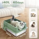 Homegroove XXXL Stainless Steel Litter Box with High Sides, 28"x20"x12" Extra Large Cat Litter Box for Big Cats, Metal Cat Litter Boxes Anti-Urine Leakage, Easy Clean (Green) - Image 3