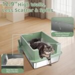 Homegroove XXXL Stainless Steel Litter Box with High Sides, 28"x20"x12" Extra Large Cat Litter Box for Big Cats, Metal Cat Litter Boxes Anti-Urine Leakage, Easy Clean (Green) - Image 4