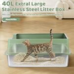 Homegroove XXXL Stainless Steel Litter Box with High Sides, 28"x20"x12" Extra Large Cat Litter Box for Big Cats, Metal Cat Litter Boxes Anti-Urine Leakage, Easy Clean (Green) - Image 5
