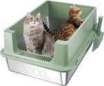 Homegroove XXXL Stainless Steel Litter Box with High Sides, 28"x20"x12" Extra Large Cat Litter Box for Big Cats, Metal Cat Litter Boxes Anti-Urine Leakage, Easy Clean (Green) - Image 10