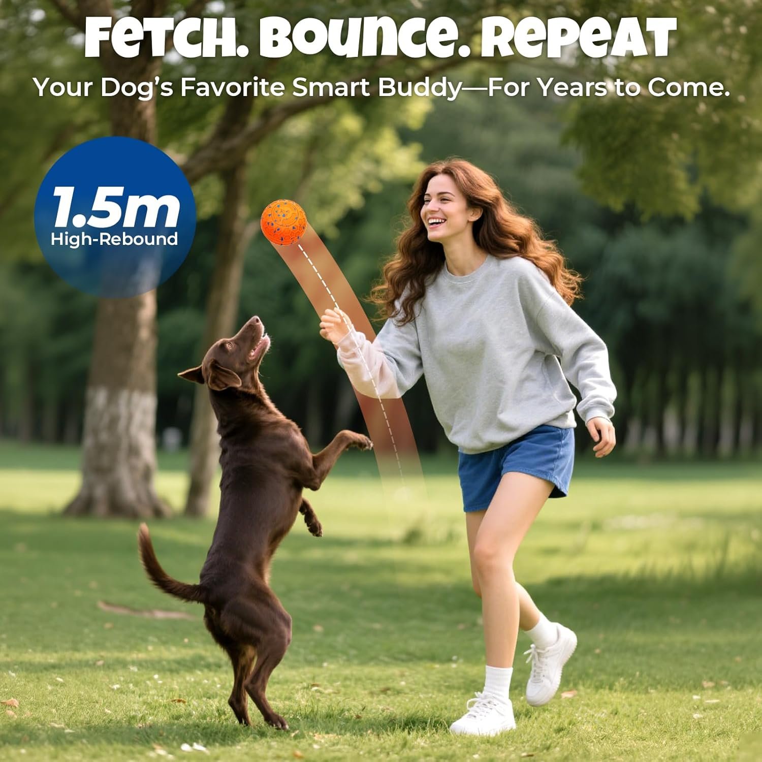 Interactive Dog Ball: Moving Dog Ball Auto Rolling - Interactive Dog Toys for Boredom - Bouncy & Throwable, Type-C Rechargeable, Washable, for Small & Medium & Large Dogs - Orange - Image 5