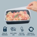 Bentgo Prep - 20-Piece 1-Compartment Reusable Meal Prep Containers with Lids, PFAS & BPA Free Materials, Durable, Microwave, Freezer, & Dishwasher Safe To Go Food Storage (Navy Blue) - Image 6