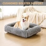 Dog Bed for Medium Dogs, Super Soft Rectangle Washable Dog Beds, Warming Furry Pet Bed with Removable Zipper Cover, Grey, 25 x 21 x 8inch, Suitable for Dogs Under 30lb - Image 3