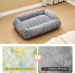 Dog Bed for Medium Dogs, Super Soft Rectangle Washable Dog Beds, Warming Furry Pet Bed with Removable Zipper Cover, Grey, 25 x 21 x 8inch, Suitable for Dogs Under 30lb - Image 6