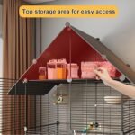 46''Rolling Bird Cage Large Wrought Iron Cage for Cockatiel Sun Conure Parakeet Finch Budgie Lovebird Canary Medium Pet House with Top Storage Area - Image 4