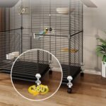 46''Rolling Bird Cage Large Wrought Iron Cage for Cockatiel Sun Conure Parakeet Finch Budgie Lovebird Canary Medium Pet House with Top Storage Area - Image 6